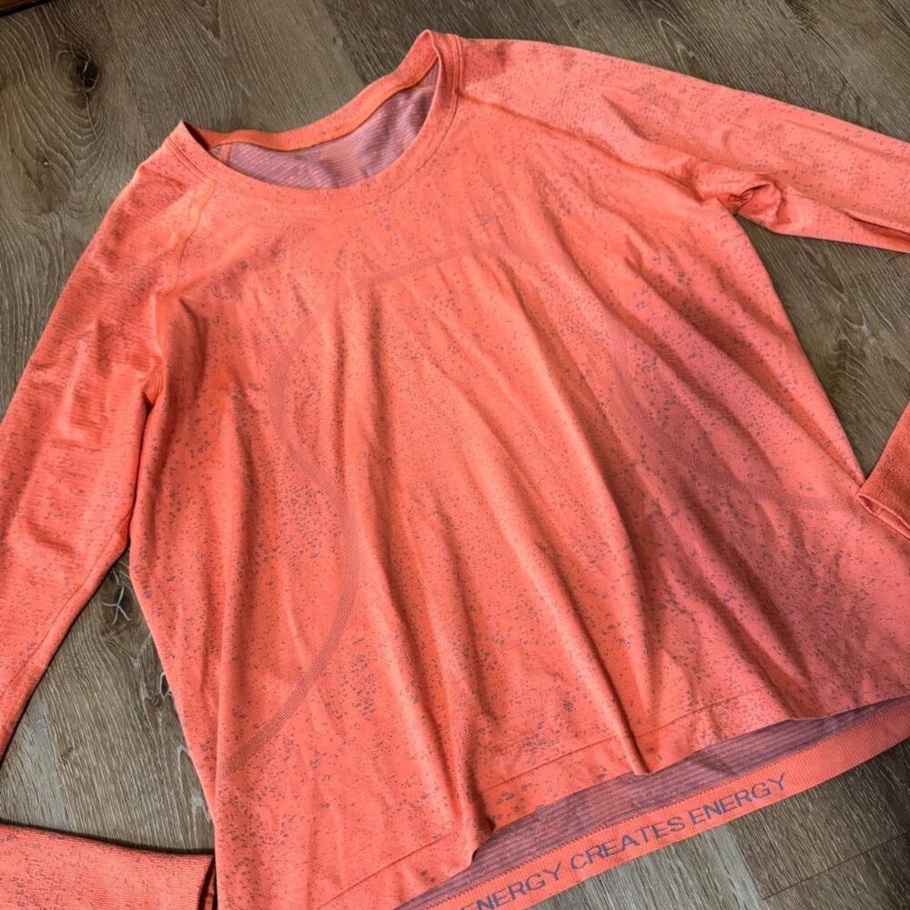 Lululemon Orange Salmon Swifty Tech Long Sleeve Size 6